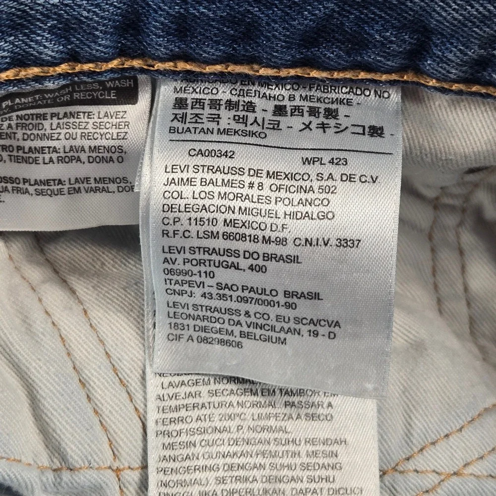 Levi's 511 Slim Jeans Mens 38x34 Light Blue Good Patchwork Distressed Denim y2k
